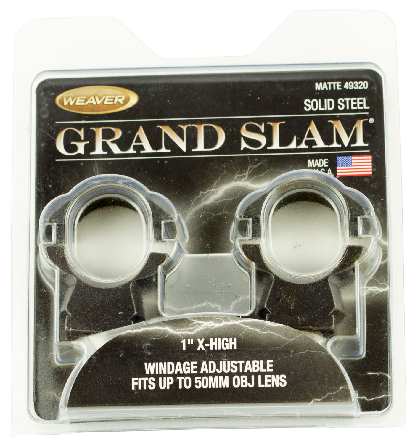 Weaver Grand Slam Windage Adjustable Rings 1-Inch Extra High Matte Black