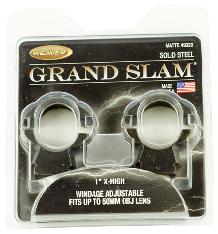 Weaver Grand Slam Windage Adjustable Rings 1-Inch Extra High Matte Black