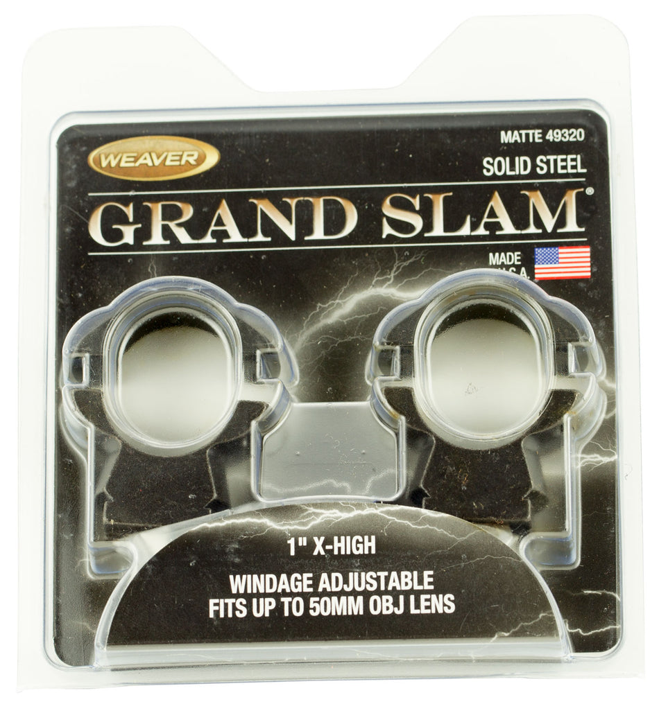 Weaver Grand Slam Windage Adjustable Rings 1-Inch Extra High Matte Black