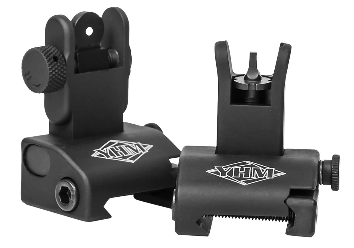 YHM 5040 Quick Deploy Folding Sight Set AR-Platform Hardcoat Anodized Black