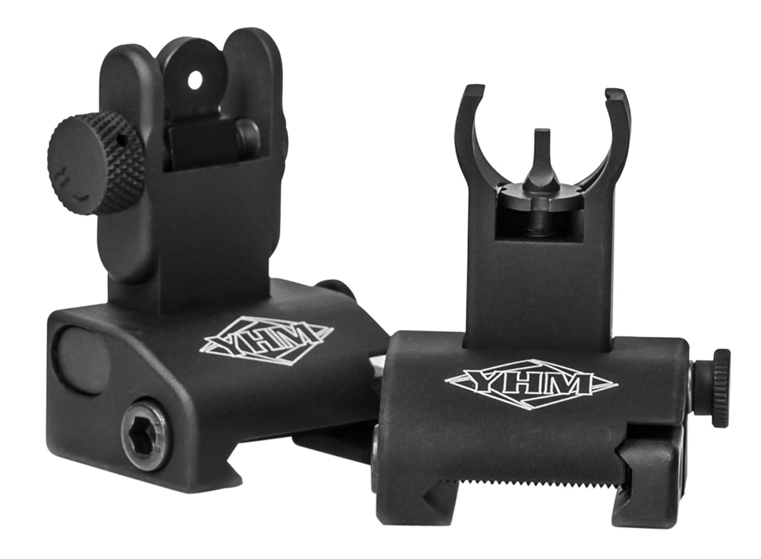 YHM 5040H Quick Deploy Hooded Stem Sight Set AR-Platform Hardcoat Anodized Black