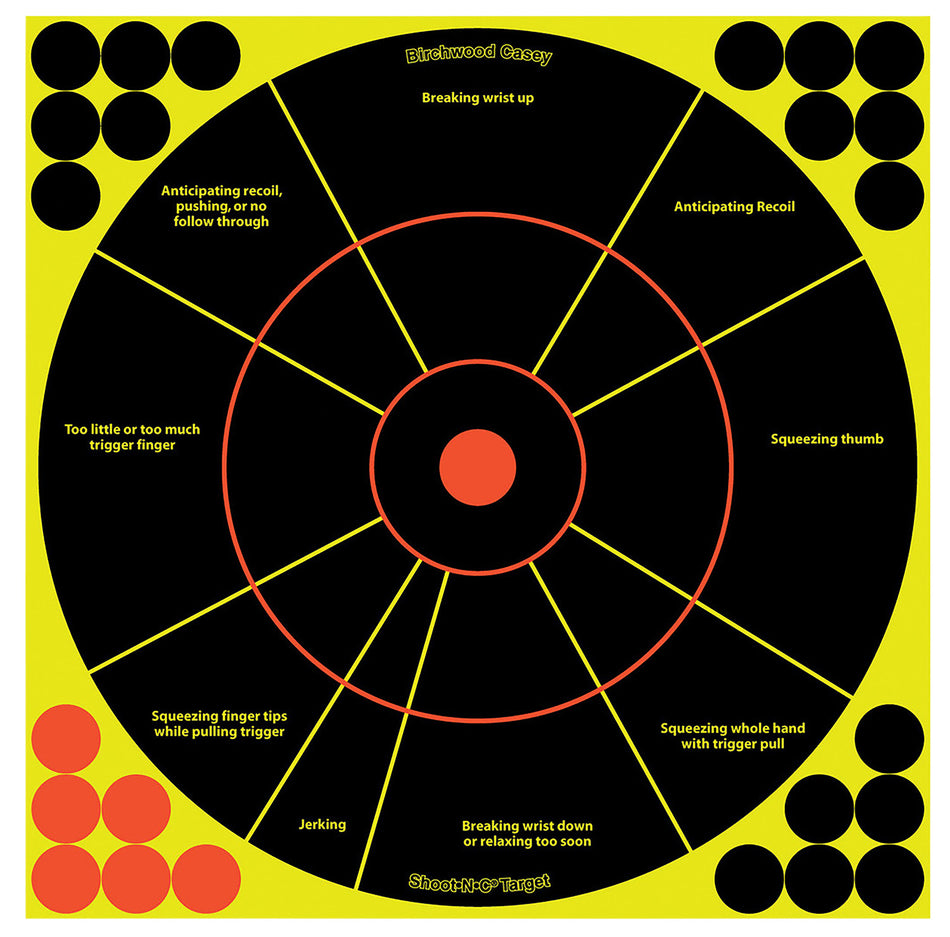 Birchwood Casey Shoot-N-C Reactive Self-Adhesive 12" Circle Paper Target Black/Yellow/Red 5 Count
