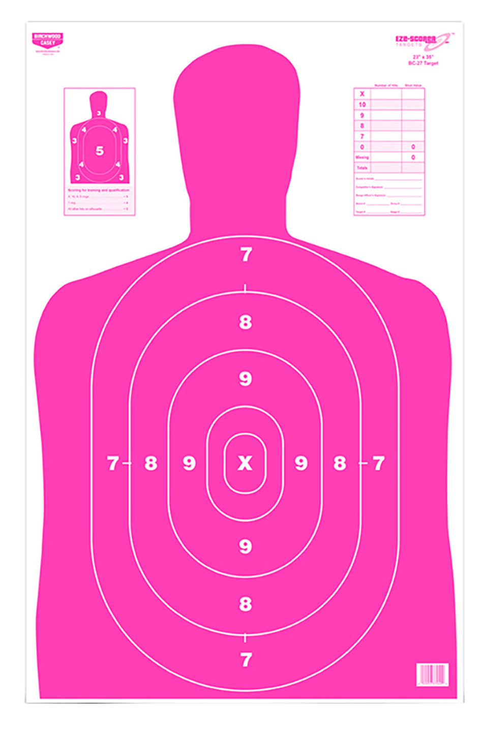 Birchwood Casey EZE-Scorer Silhouette Shooting Paper Target 23" x 35" Pink/White Pack of 5