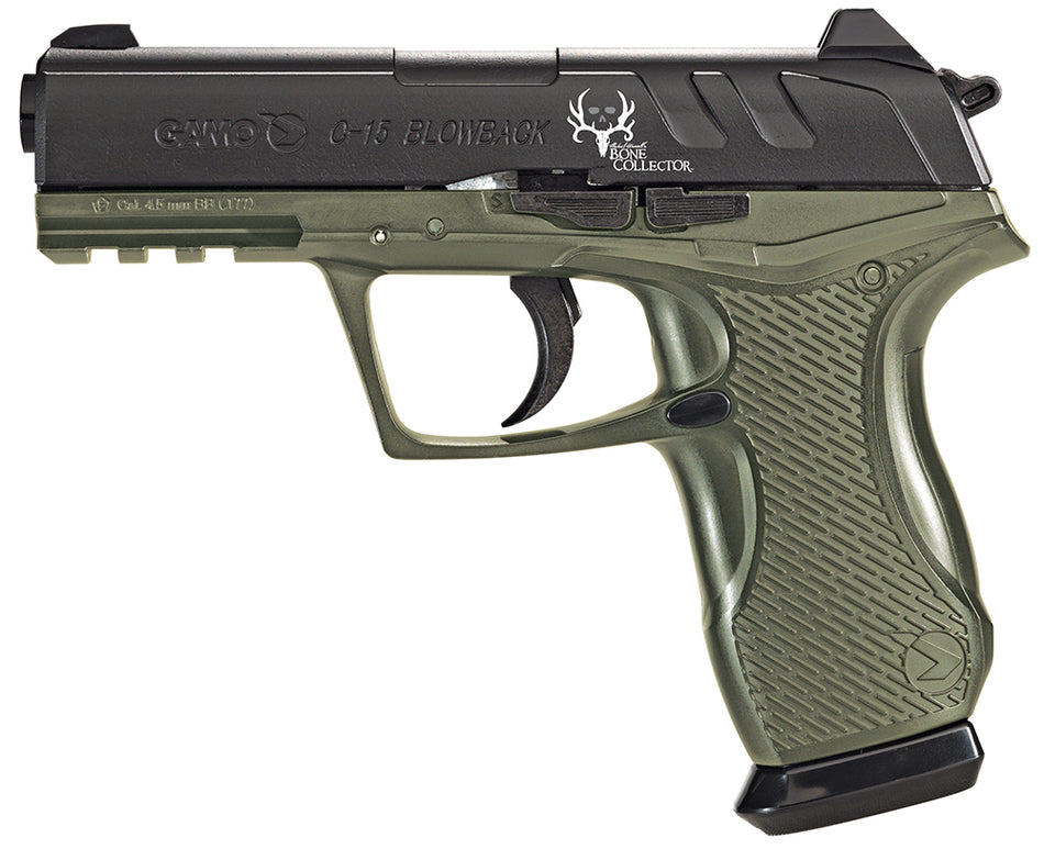 Gamo C-15 Bone Collector Tactical .177 Pellet CO2 Pistol 16-Shot Blowback Semi-Auto OD Green Polymer