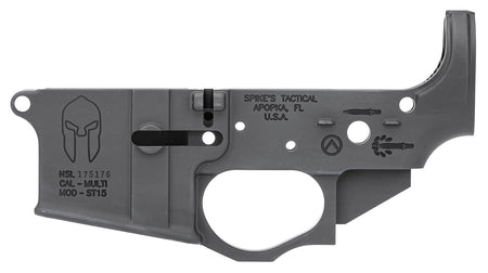 Spikes Spartan Stripped AR-15 Lower Receiver, Multi-Caliber Black Anodized