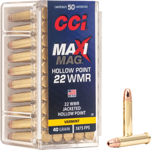 CCI .22 WMR 24 Maxi-Mag Jacketed Hollow Point JHP 40 Grain