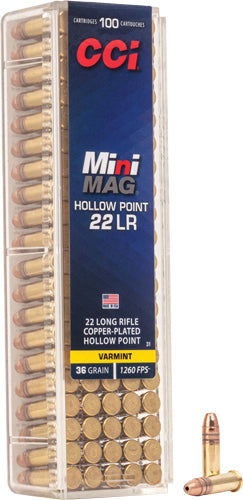 CCI .22 Long Rifle 31 Mini-Mag Copper Plated Hollow Point CPHP 36 Grain