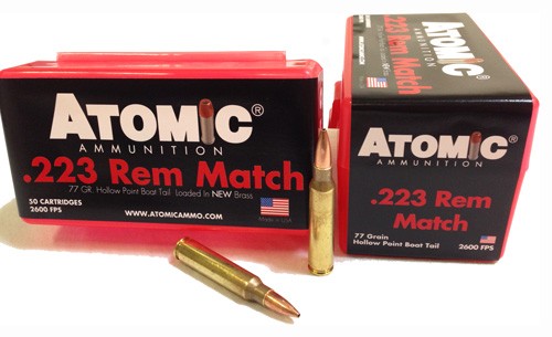 Atomic .223 Remington 427 Match Hollow Point Boat Tail HPBT 77 Grain