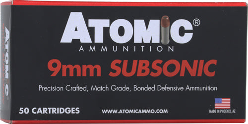 Atomic 9mm Luger/Parabellum 438 Subsonic Bonded Match Hollow Point 147 Grain