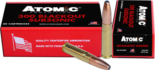 Atomic .300 AAC Blackout 478 Subsonic Round Nose Soft Point Boat Tail 260 Grain