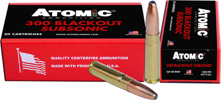 Atomic .300 AAC Blackout 478 Subsonic Round Nose Soft Point Boat Tail 260 Grain