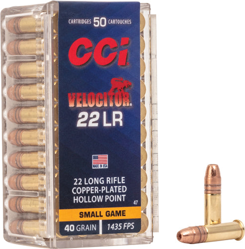 CCI .22 Long Rifle 47 Velocitor Copper Plated Hollow Point CPHP 40 Grain
