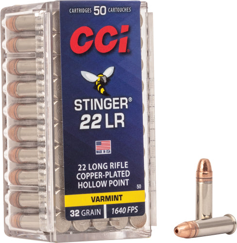 CCI .22 Long Rifle 50 Stinger Copper Plated Hollow Point CPHP 32 Grain