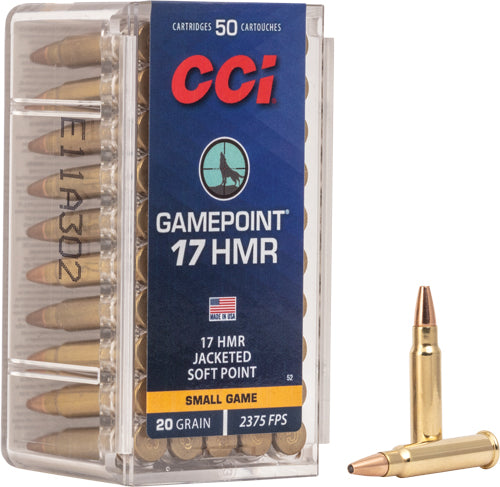 CCI .17 HMR 52 HMR Gamepoint Jacketed Soft Point JSP 20 Grain