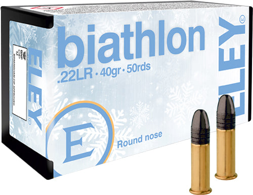 Eley .22 Long Rifle Rimefire Ammo Biathlon Club Round Nose Solid 40 grain 