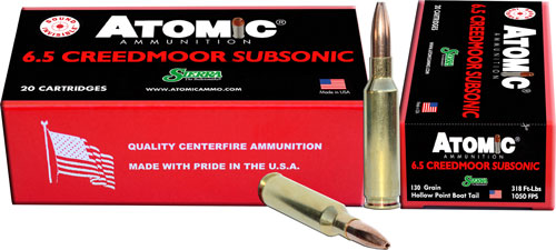 Atomic 6.5mm Creedmoor 476 Subsonic Sierra MatchKing Boat Tail Hollow Point BTHP 130 Grain