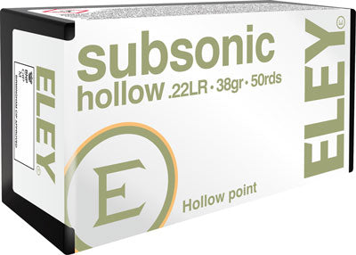 Eley .22 Long Rifle 5400 Subsonic Hollow LEAD HOLLOW POINT 38 Grain