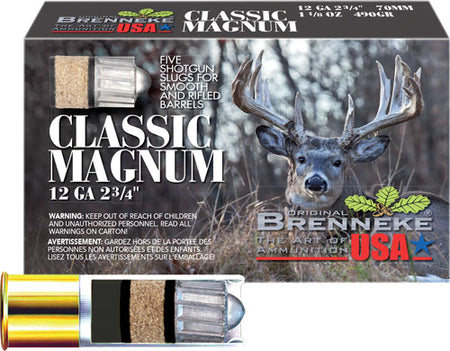 Brenneke 12 Gauge SL-122CLM Classic Magnum Hunting 2.75" 1-1/8oz Slug