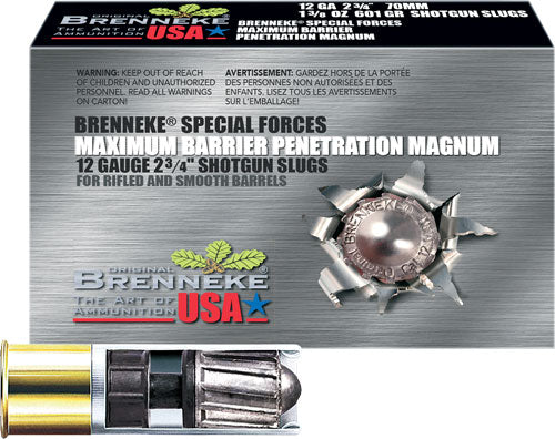 Brenneke 12 Gauge SL-122MBPM Special Forces Maximum Barrier Penetration Magnum 2.75" 1-3/8oz Slug