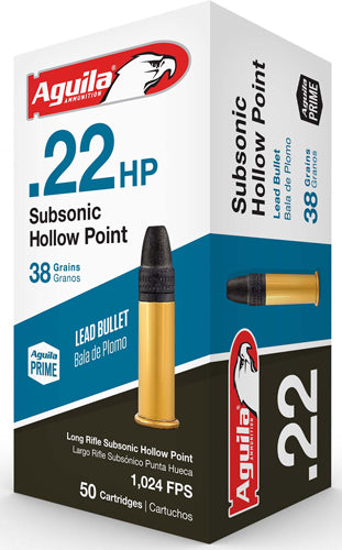 Aguila .22 Long Rifle 1B220268 Subsonic LEAD HOLLOW POINT 38 Grain