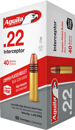 Aguila .22 Long Rifle 1B220320 Interceptor Copper Plated Solid Point 40 Grain