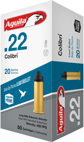 Aguila .22 Long Rifle 1B220337 Colibri Lead Round Nose LRN 20 Grain