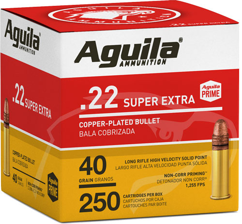 Aguila .22 Long Rifle 1B221100 Super Extra Hi-Velocity Copper Plated Solid Point 40 Grain