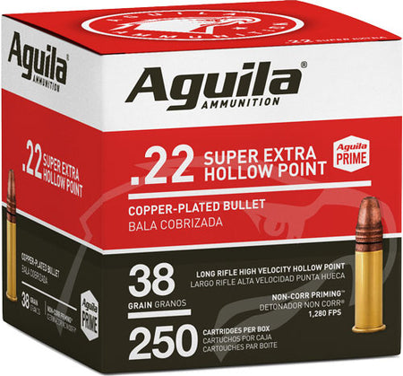 Aguila .22 Long Rifle 1B221103 Super Extra Hi-Velocity Copper Plated Hollow Point CPHP 38 Grain