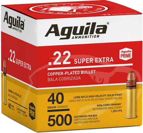 Aguila .22 Long Rifle 1B221115 Super Extra Hi-Velocity Copper Plated Solid Point 40 Grain