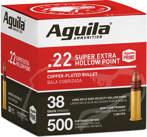 Aguila .22 Long Rifle 1B221118 Super Extra Hi-Velocity Copper Plated Hollow Point CPHP 38 Grain
