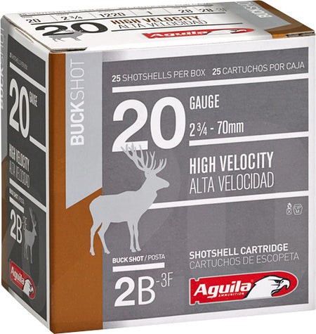 Aguila 20 Gauge 1C2002BA Buckshot High Velocity 2.75" 1oz 2 Buck Shot