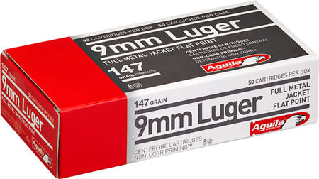 Aguila 9mm Luger/Parabellum 1E097719 Target & Range Full Metal Jacket Flat Point 147 Grain