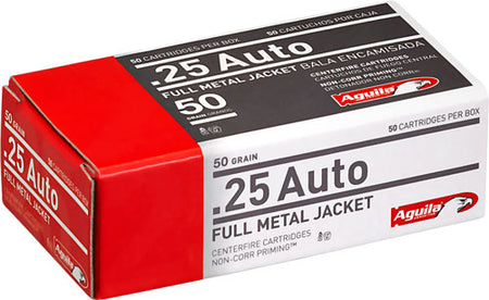 Aguila .25 ACP 1E252110 Target & Range Full Metal Jacket FMJ 50 Grain