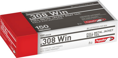 Aguila .308 Win / 7.62x51mm 1E308110 Target & Range Full Metal Jacket Boat Tail FMJBT 150 Grain