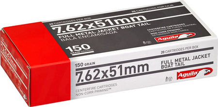 Aguila .308 Win / 7.62x51mm 1E762110 Target & Range Full Metal Jacket Boat Tail FMJBT 150 Grain