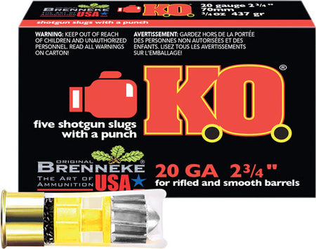 Brenneke 20 Gauge SL-202KO K.O. Hunting 2.75" 3/4oz Slug
