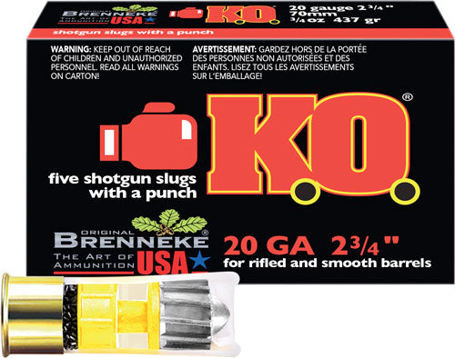 Brenneke 20 Gauge SL-202KO K.O. Hunting 2.75" 3/4oz Slug