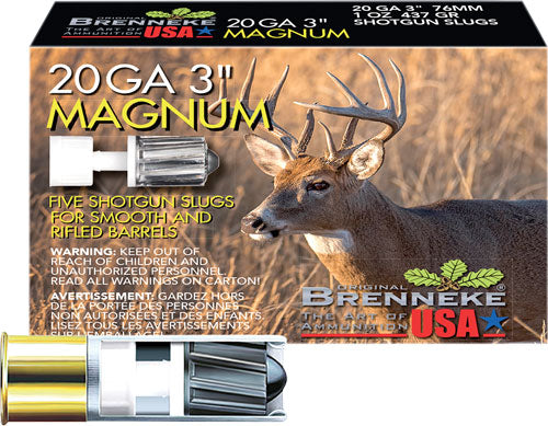 Brenneke 20 Gauge SL-203M Magnum Hunting 3" 1oz Slug