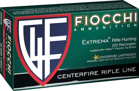 Fiocchi .222 Remington 222HVA Field Dynamics Hornady V-Max 50 Grain