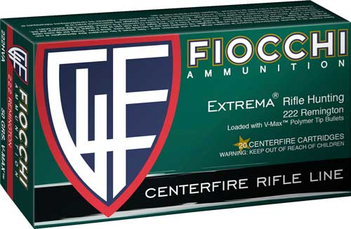 Fiocchi .222 Remington 222HVA Field Dynamics Hornady V-Max 50 Grain