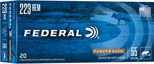 Federal .223 Remington 223A PowerShok Jacketed Soft Point JSP 55 Grain