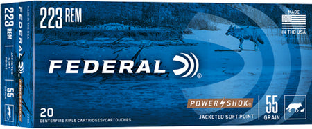 Federal .223 Remington 223A PowerShok Jacketed Soft Point JSP 55 Grain
