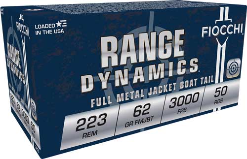 Fiocchi .223 Remington 223C Range Dynamics Full Metal Jacket Boat Tail FMJBT 62 Grain