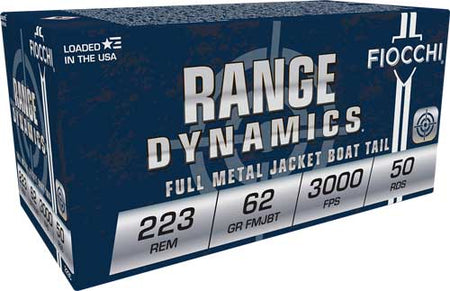 Fiocchi .223 Remington 223C Range Dynamics Full Metal Jacket Boat Tail FMJBT 62 Grain
