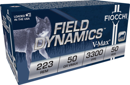 Fiocchi .223 Remington 223HVA50 Field Dynamics Hornady V-Max 50 Grain