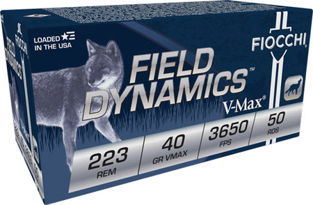 Fiocchi .223 Remington 223HVB50 Field Dynamics Hornady V-Max 40 Grain