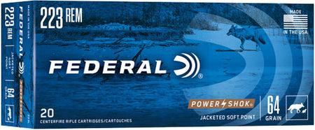 Federal .223 Remington 223L PowerShok Jacketed Soft Point JSP 64 Grain