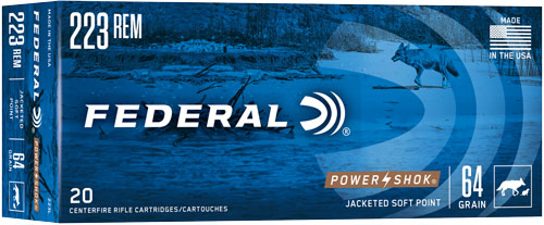 Federal .223 Remington 223L PowerShok Jacketed Soft Point JSP 64 Grain