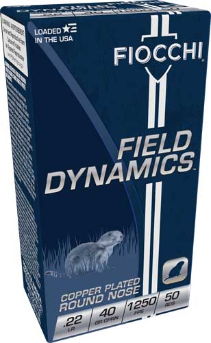 Fiocchi .22 Long Rifle 22FHVCRN Field Dynamics High Velocity Copper-Plated Solid Point 40 Grain