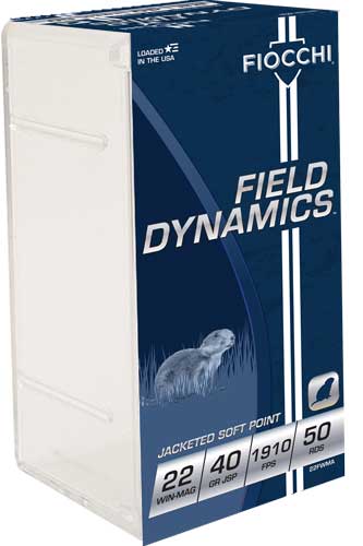 Fiocchi .22 WMR 22FWMA Field Dynamics Performance Jacketed Soft Point JSP 40 Grain